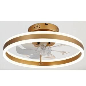 Smart 20" LED French Gold Modern Flush Mount Low Profile Ceiling Fan w/ Light